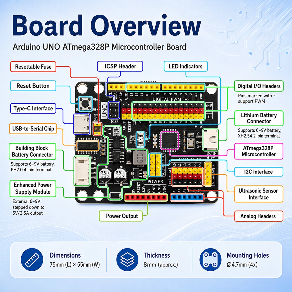 Arduino UNO Pro Atmega328p Board for STEM Education - Image 3