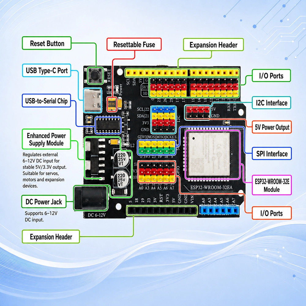 Type-C ESP32 WiFi Bluetooth Development Board with DC5525 Power Input - Image 4